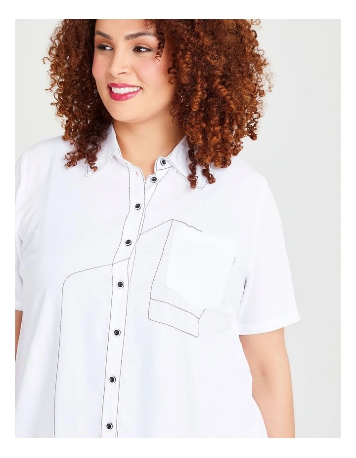 Bamboo Stitch Line Shirt in White image 3