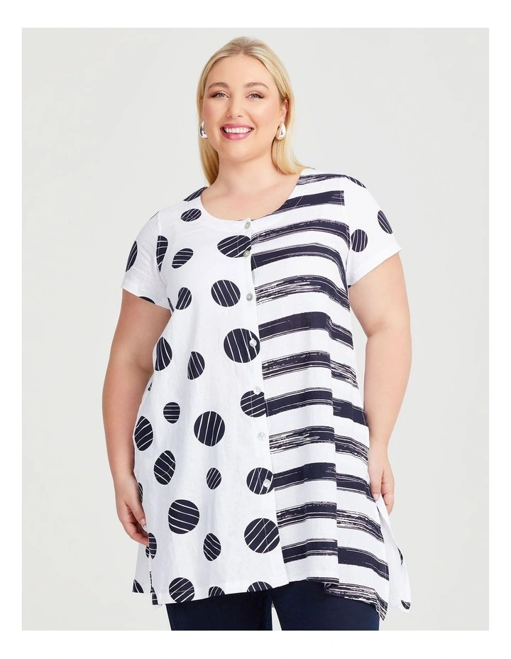 Peggy Linen Spot Stripe Shirt in Print/stripe image 1