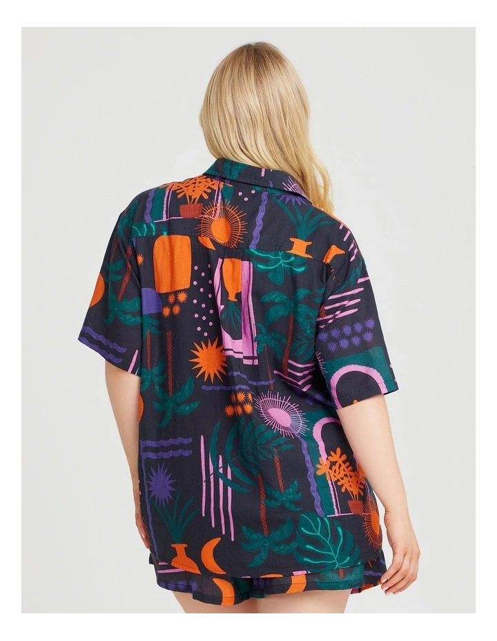 Cotton Beach Shirt in Teal Garden image 2