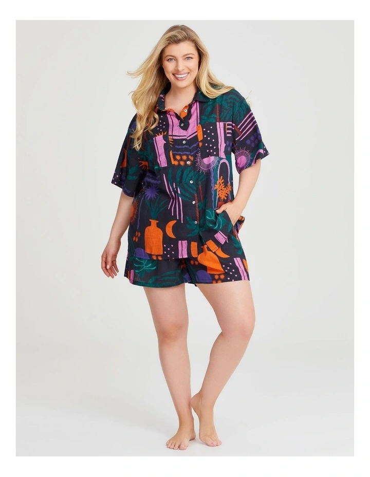 Cotton Beach Shirt in Teal Garden image 3