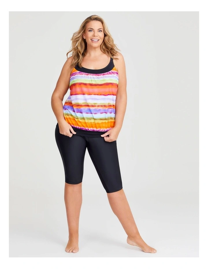 Sunset Print Blouson Tankini in Multi image 3