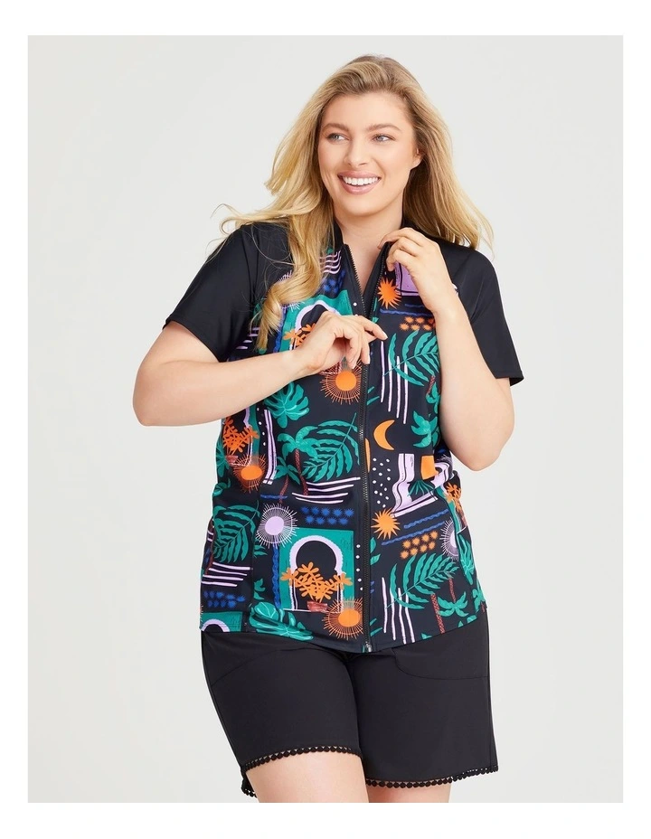 Teal Garden Rash Vest in Multi image 1