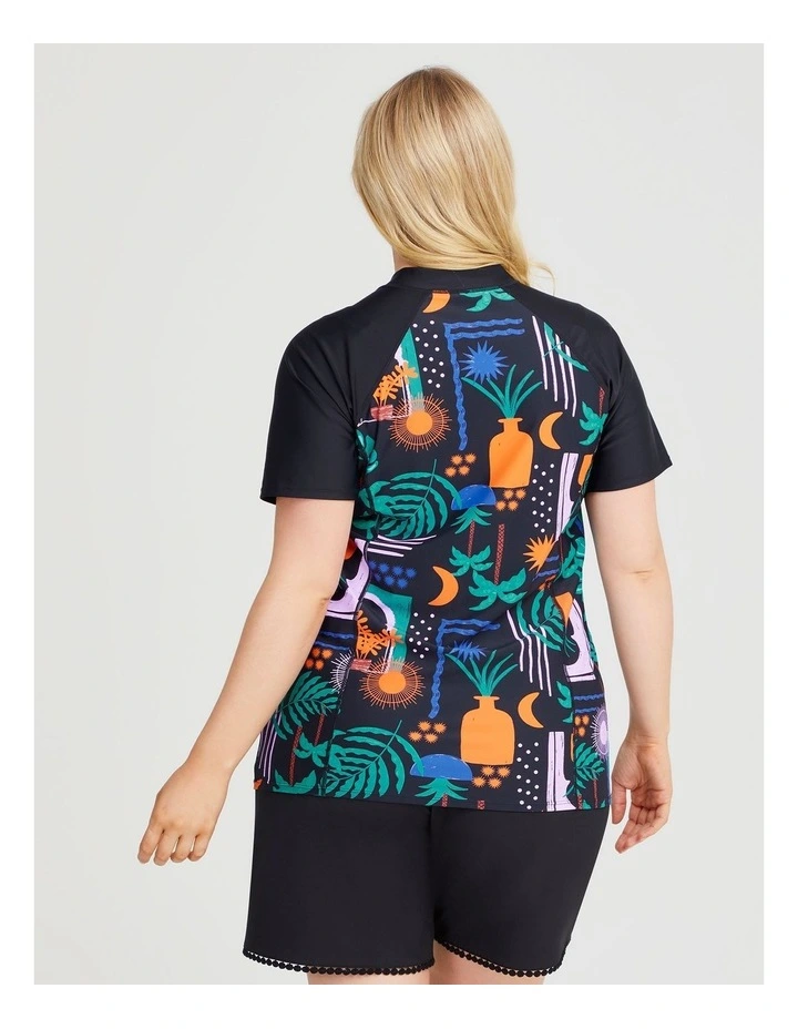 Teal Garden Rash Vest in Multi image 2