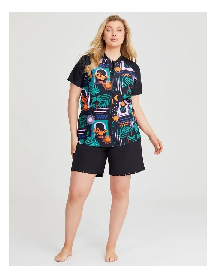 Teal Garden Rash Vest in Multi image 3