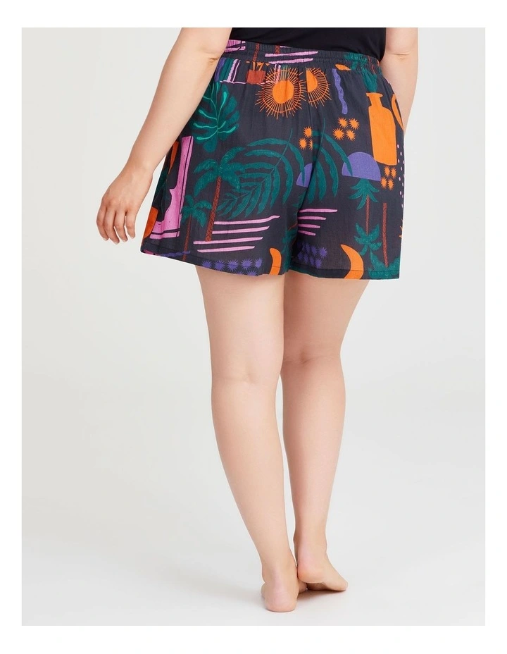 Cotton Teal Garden Beach Shorts in Print image 2