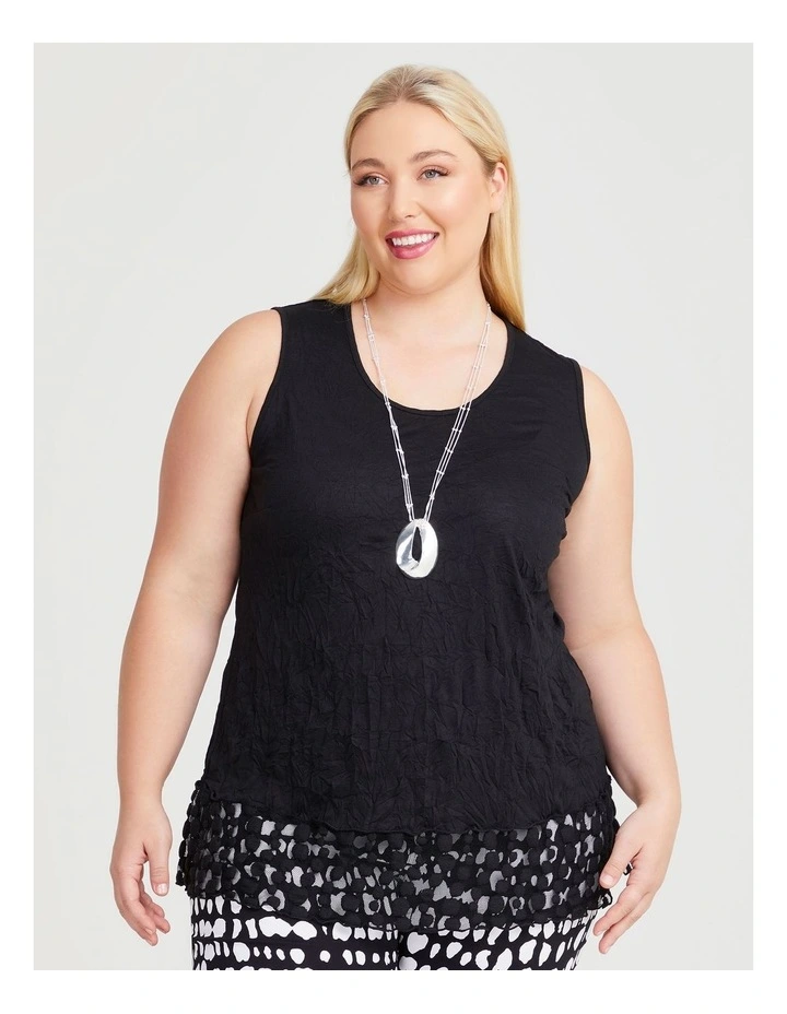 Crushed Lace Valletta Tank in Black image 1