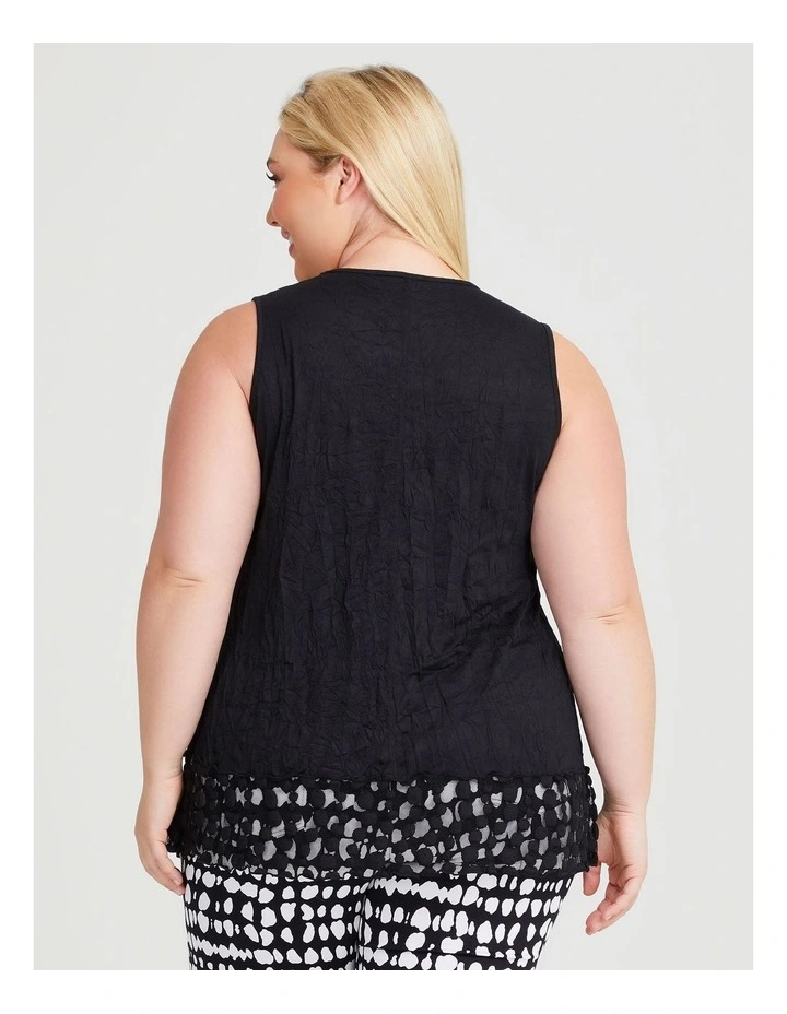 Crushed Lace Valletta Tank in Black image 2