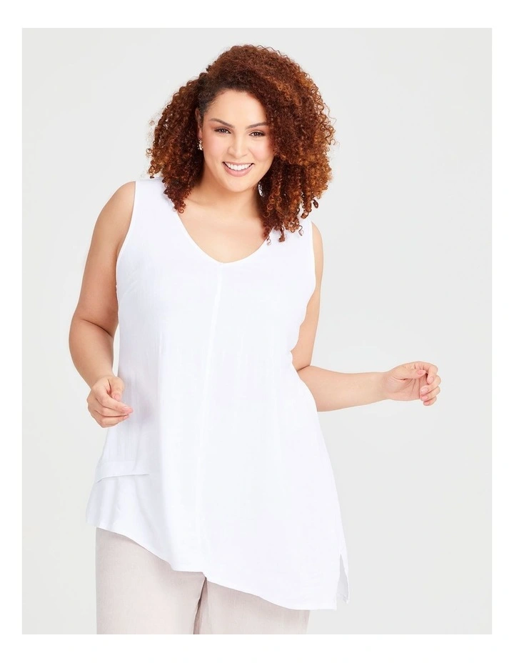 Side Tuck Natural Tank in White image 1