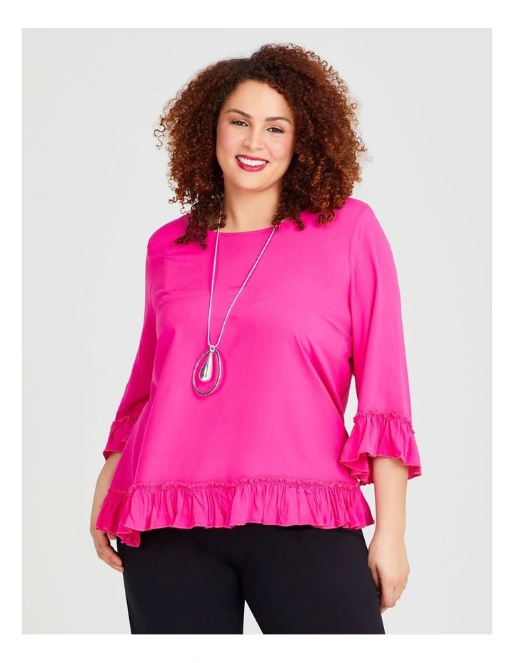 Bamboo Frills And Thrills Top in Hibiscus Pink image 1