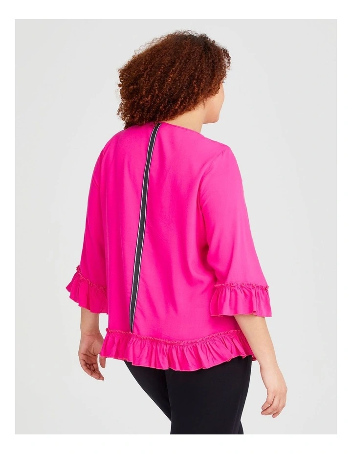 Bamboo Frills And Thrills Top in Hibiscus Pink image 2
