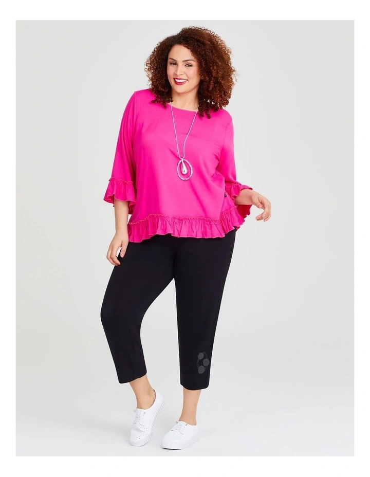 Bamboo Frills And Thrills Top in Hibiscus Pink image 4