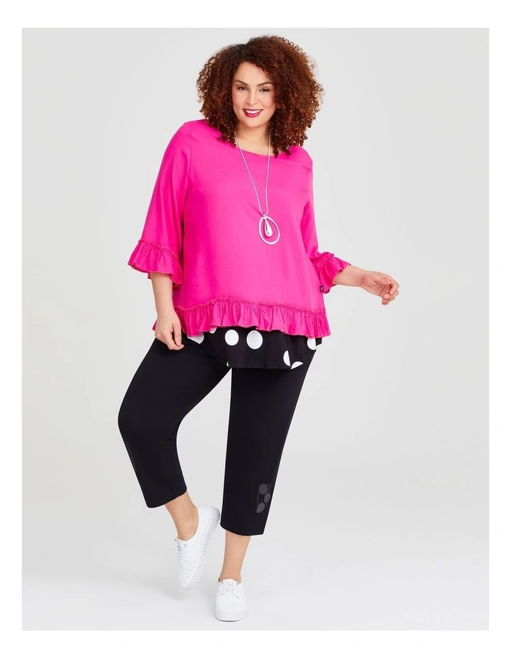Bamboo Frills And Thrills Top in Hibiscus Pink image 5