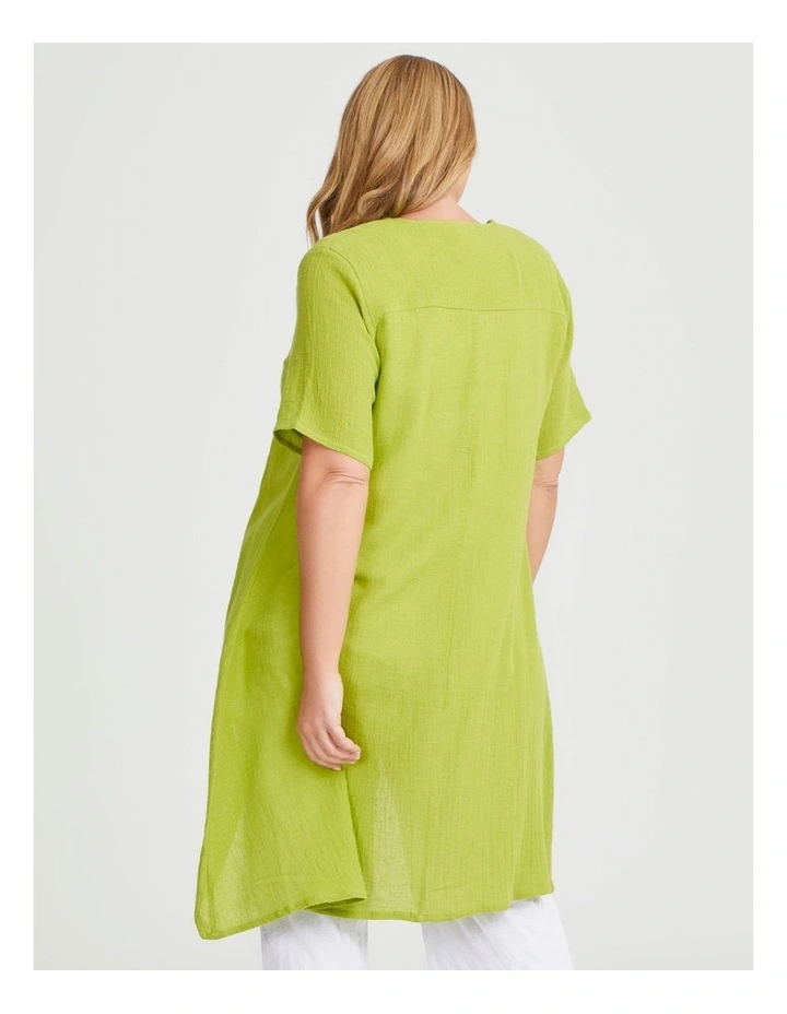 Linen Blend Sicily Ada Top in Lime Green image 2