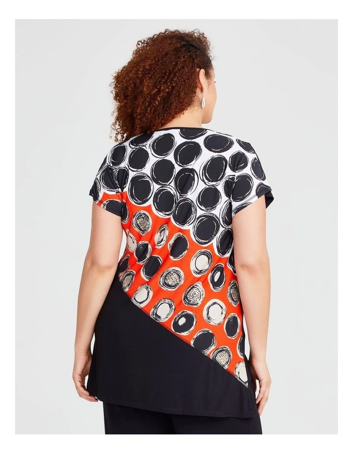 Spot Foil Spliced Luna Top in Black/Print image 2