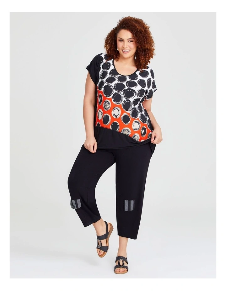 Spot Foil Spliced Luna Top in Black/Print image 3