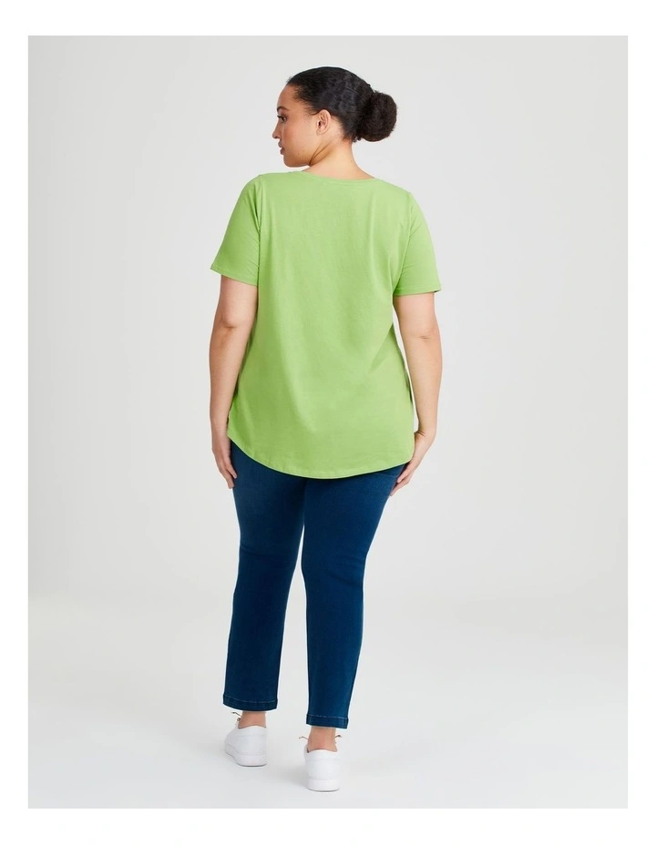 Australian Cotton V-neck T-shirt in Kiwi Green image 2