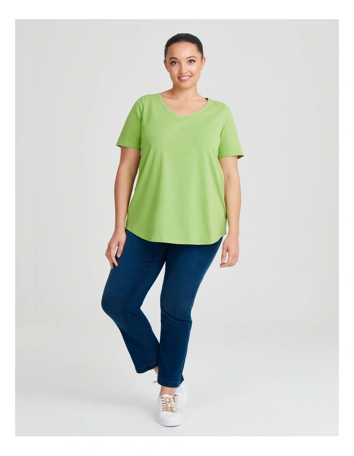 Australian Cotton V-neck T-shirt in Kiwi Green image 3