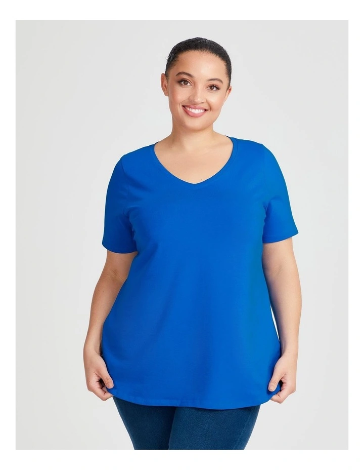 Australian Cotton V-neck T-shirt in Ibiza Blue image 1