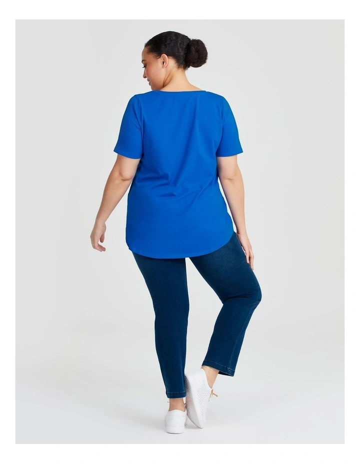 Australian Cotton V-neck T-shirt in Ibiza Blue image 2