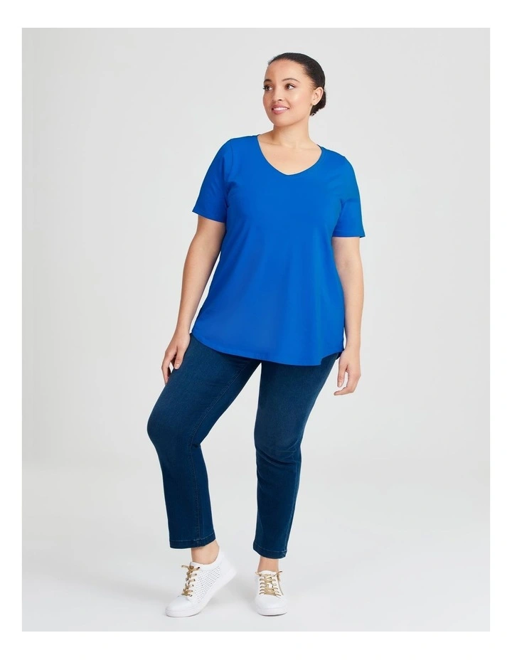 Australian Cotton V-neck T-shirt in Ibiza Blue image 3