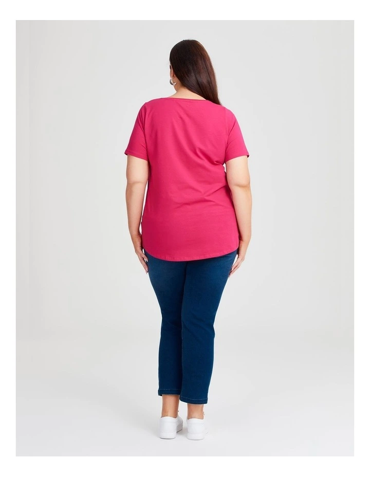 Australian Cotton V-Neck T-shirt in Raspberry Pink image 2