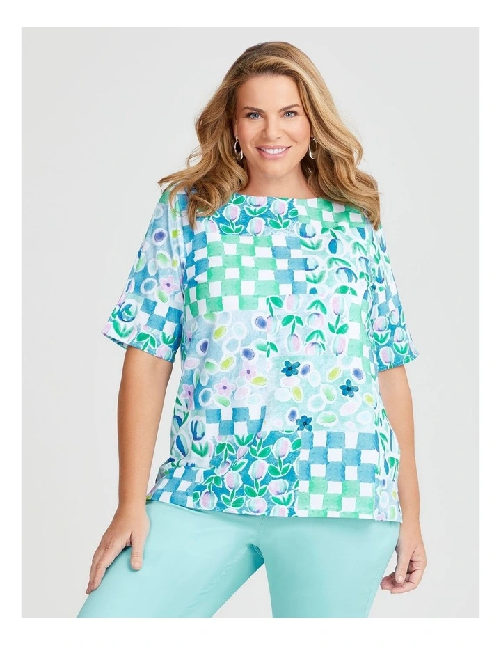 Cotton Belize Check T-shirt in Multi image 1