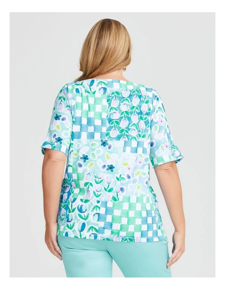 Cotton Belize Check T-shirt in Multi image 2