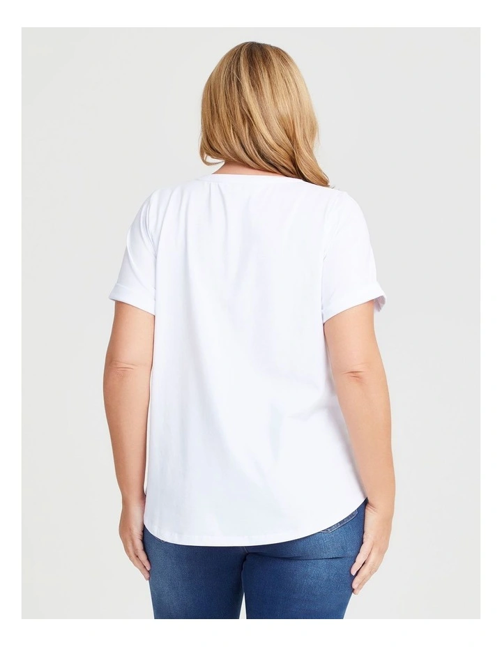 Cotton Destination Print T-shirt in White image 2