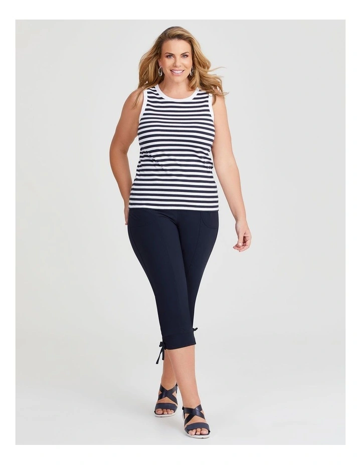 Cotton Modal Rib Stripe Tank in Navy/White image 3