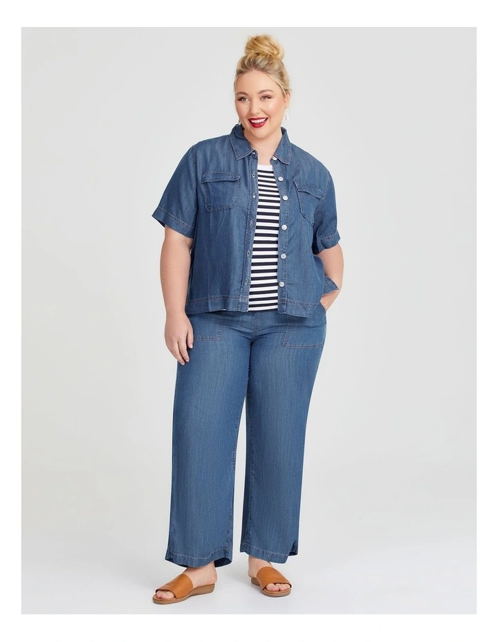 Cotton Modal Rib Stripe Tank in Navy/White image 4