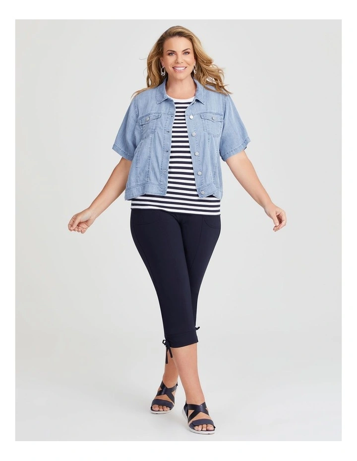 Cotton Modal Rib Stripe Tank in Navy/White image 5