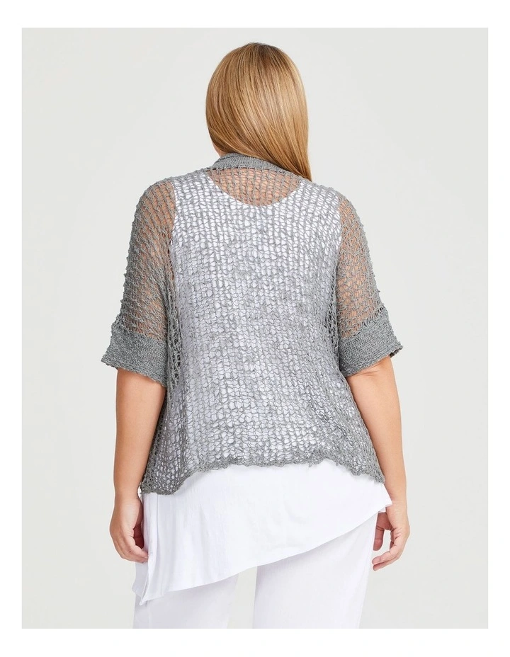 Cotton Boucle Gauze Knit Cardigan in Sage image 2