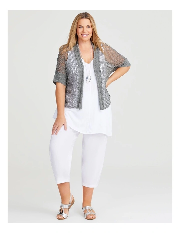 Cotton Boucle Gauze Knit Cardigan in Sage image 4
