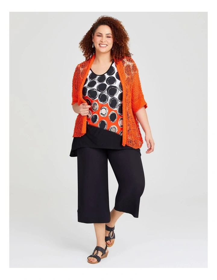 Cotton Boucle Gauze Knit Cardigan in Sunset Orange image 3