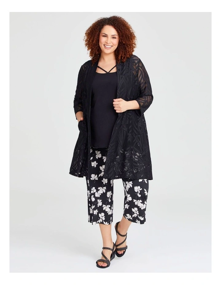 Long Jacquard Cardigan in Black image 3