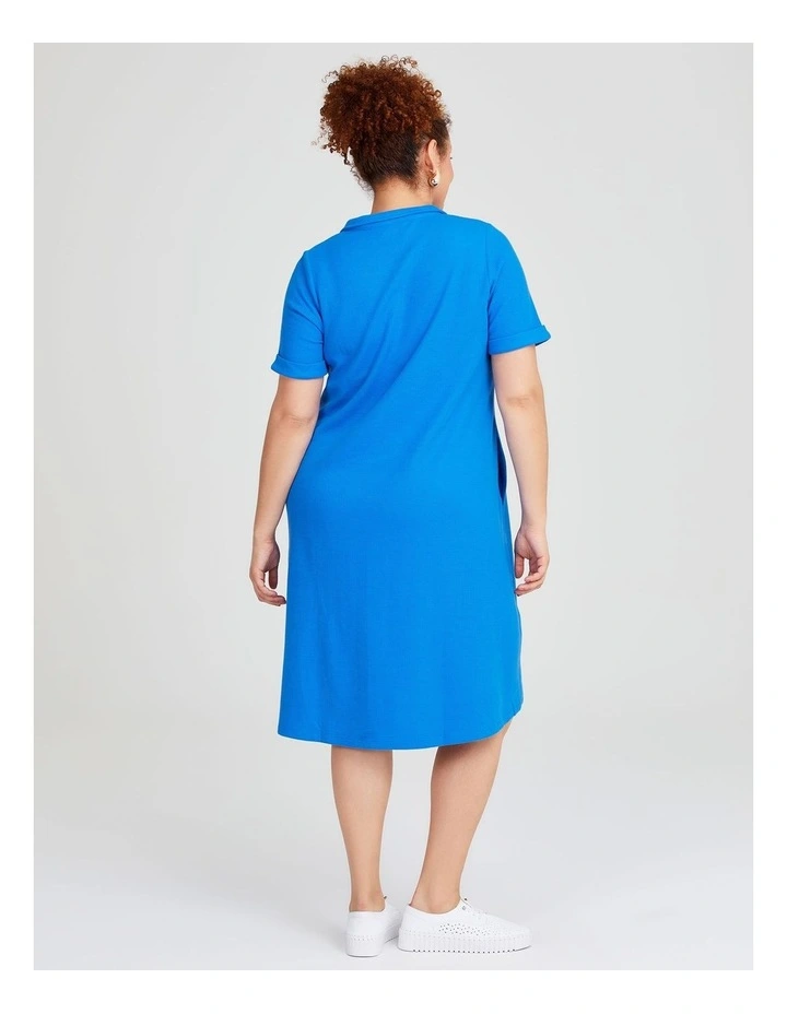 Waffle Collared Dress in Cobalt image 2