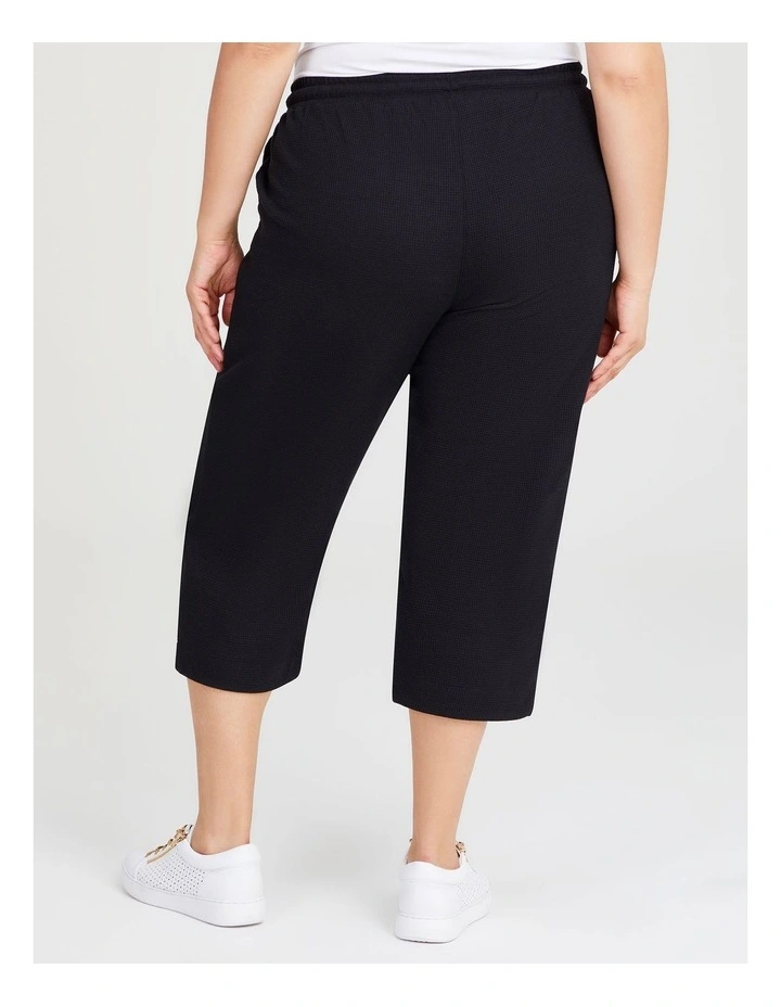 Waffle Pull On Crop Pant in Black image 2