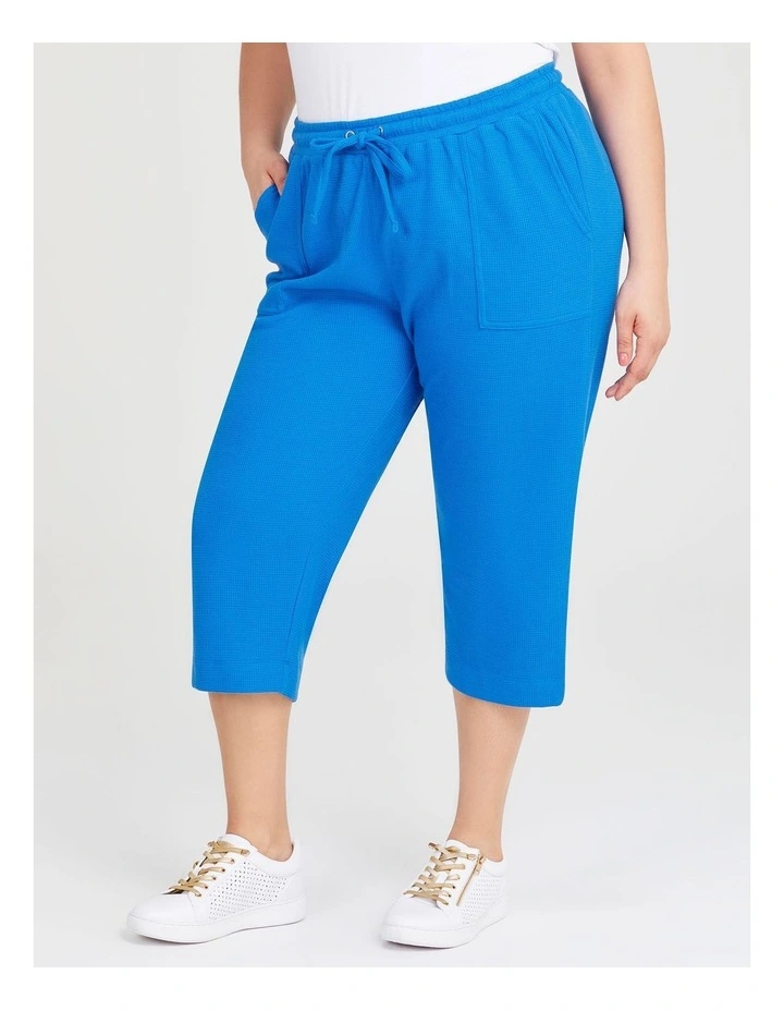 Waffle Pull On Crop Pant in Cobalt image 1