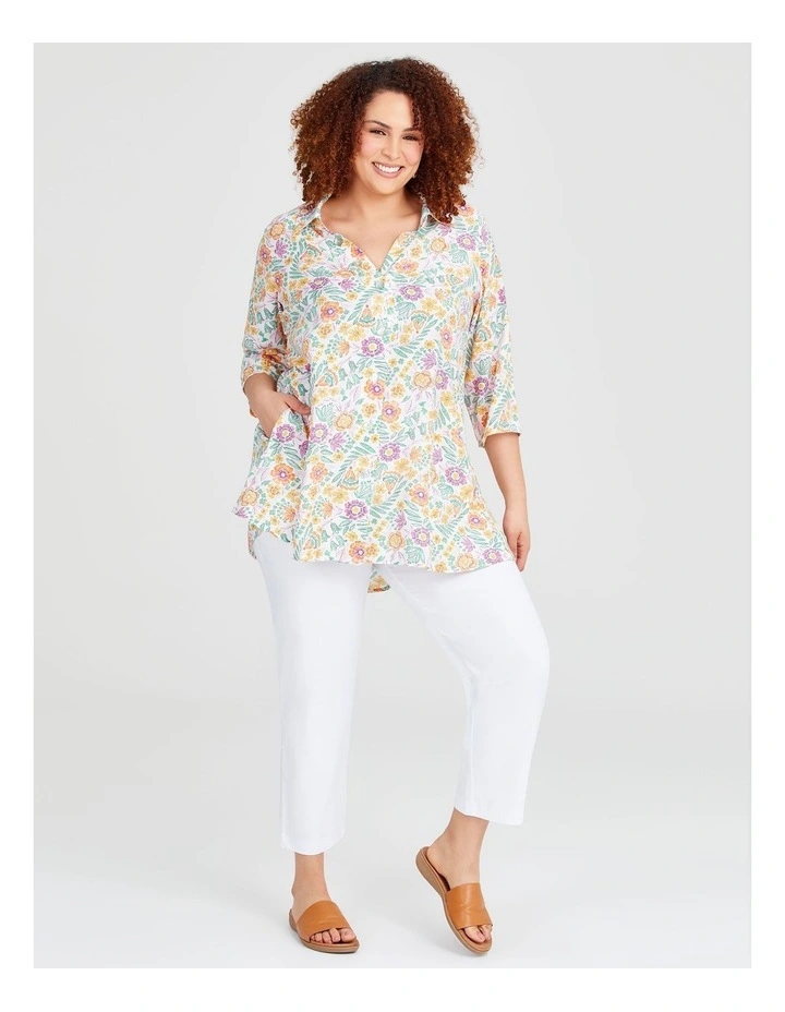 Natural Floral Print Shirt in Multi image 3