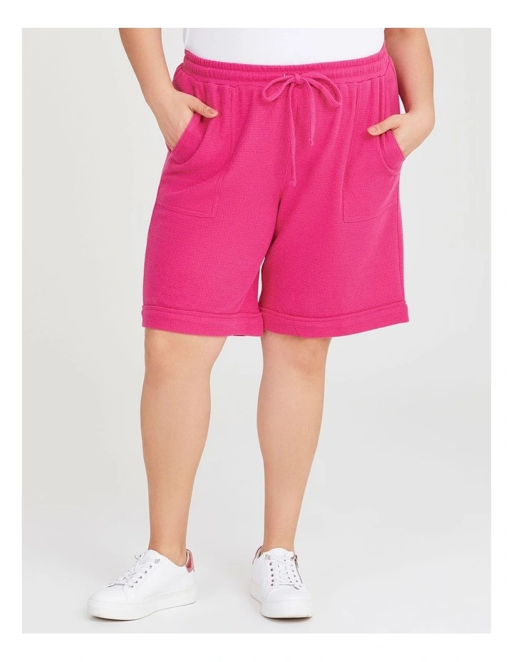 Waffle Pull On Shorts in Lipstick Pink image 1