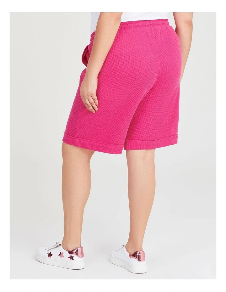 Waffle Pull On Shorts in Lipstick Pink image 2