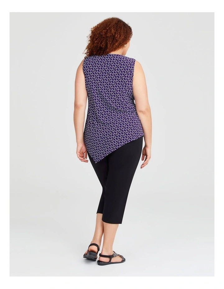 Printed Mix Media Tank in Purple/Silver image 2