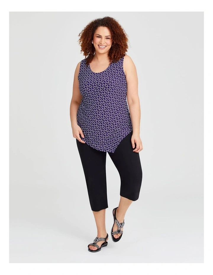 Printed Mix Media Tank in Purple/Silver image 3
