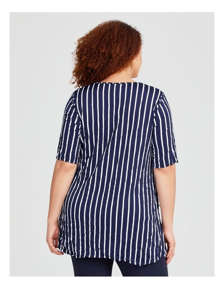 Stripe Gauze Top in Navy/White image 2