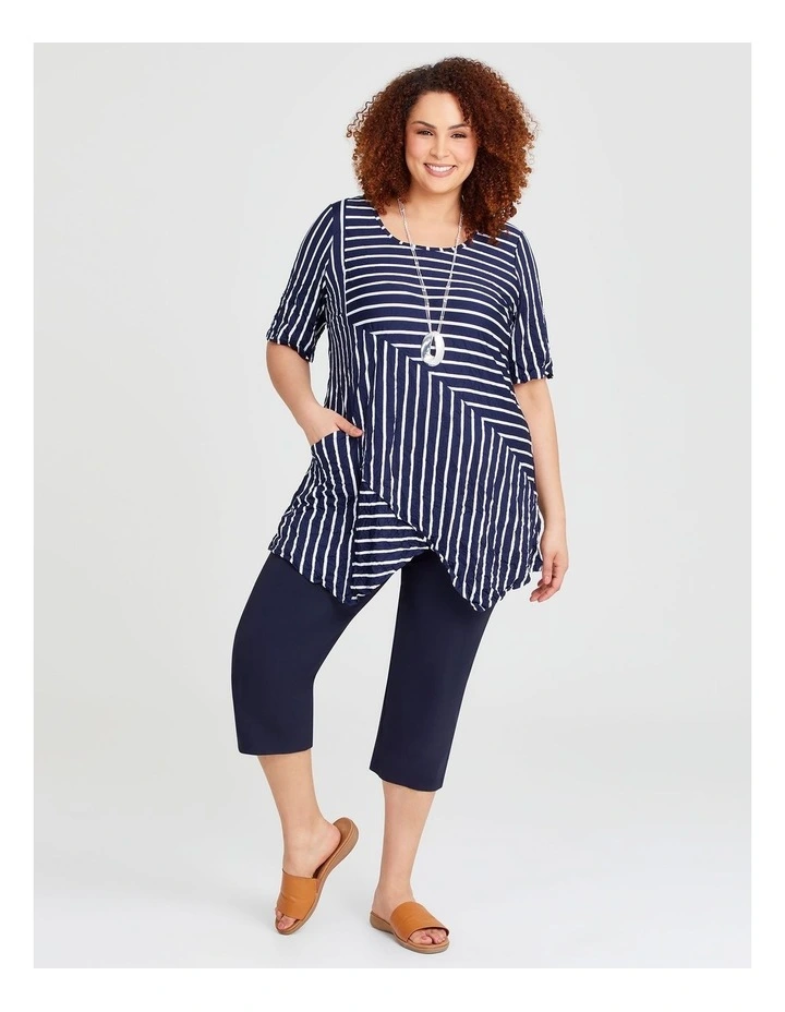 Stripe Gauze Top in Navy/White image 3