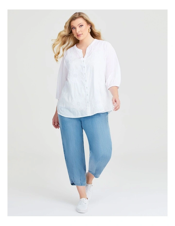 Chambray Lantern Crop Pant in Blue image 1