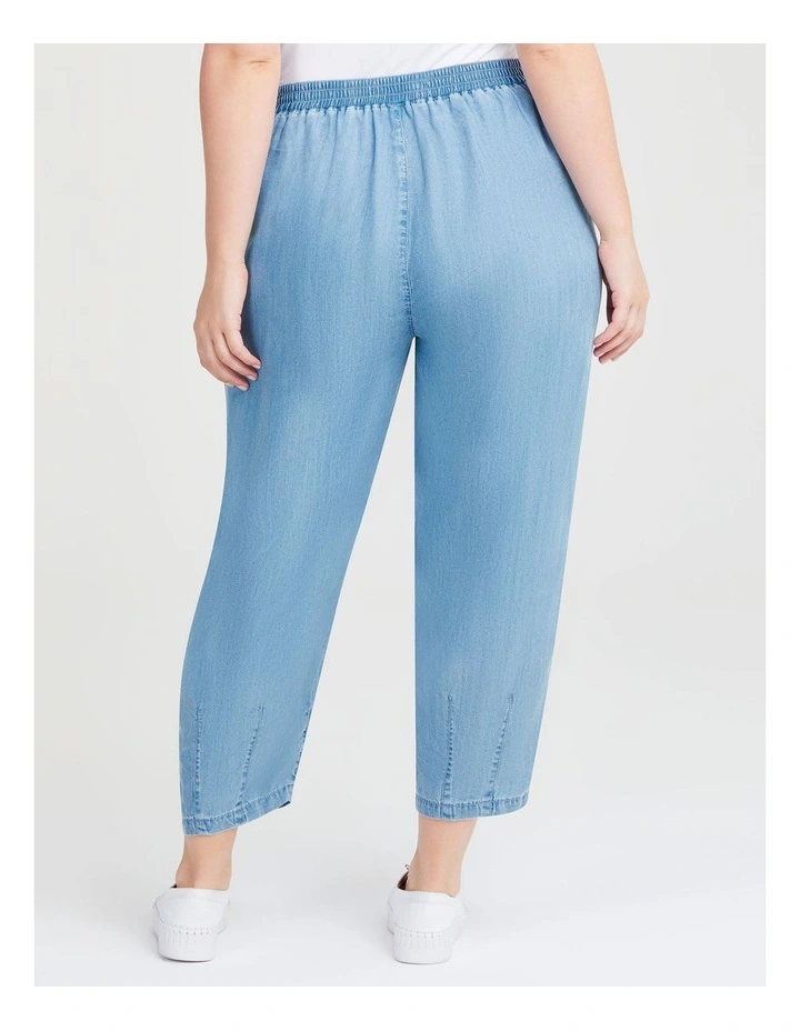 Chambray Lantern Crop Pant in Blue image 2