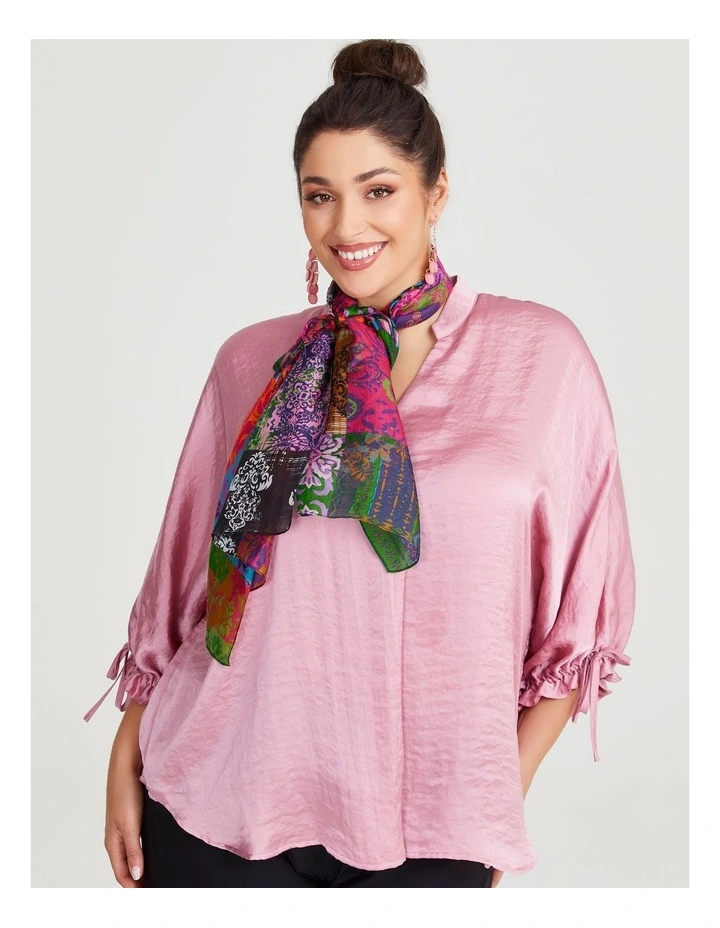 Patchwork Silk Scarf in Multi image 3
