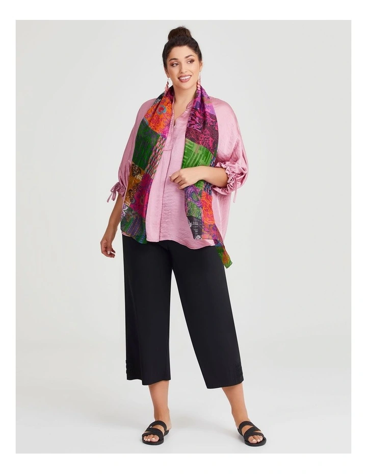 Patchwork Silk Scarf in Multi image 4