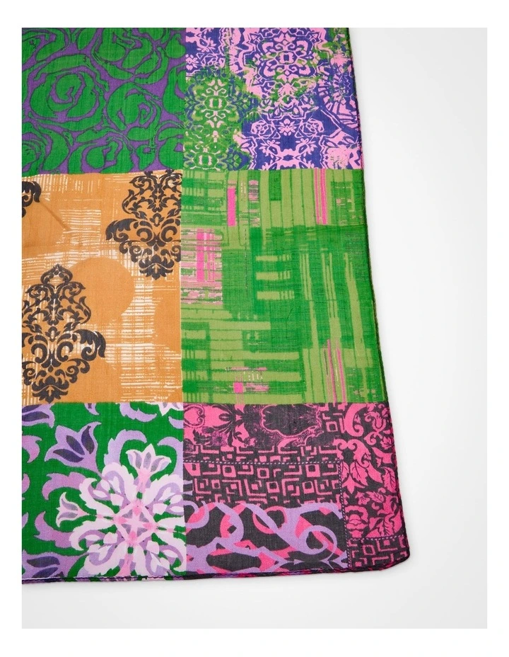 Patchwork Silk Scarf in Multi image 6